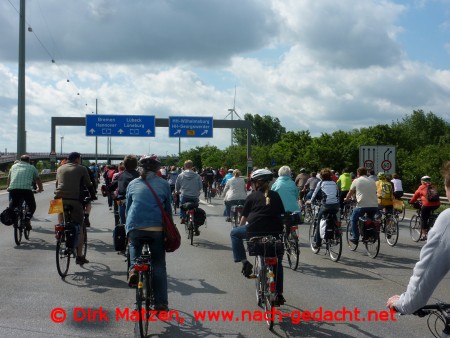 Fahrrad Sternfahrt Hamburg, Autobahn nach Hannover