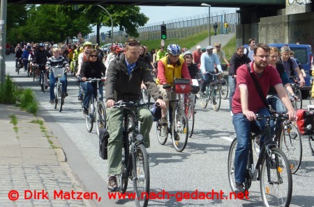 Fahrrad Sternfahrt Hamburg, Masse Radfahrer