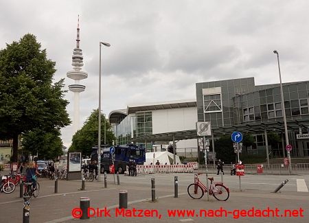 Hamburg Karolinenviertel, Messehallen beim G20-Gipfel