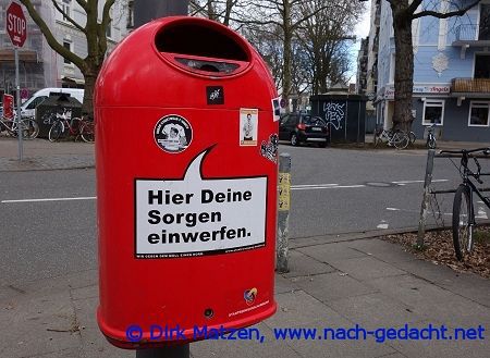 Hamburg Mülleimer-Sprüche, Hier Deine Sorgen einwerfen