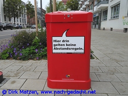 Hamburg Mülleimer-Sprüche, Hier drin gelten keine Abstandsregeln