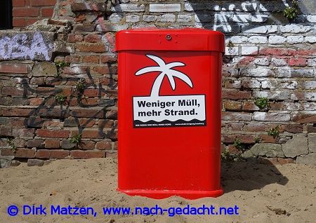 Hamburg Mülleimer-Sprüche, Weniger Müll mehr Strand