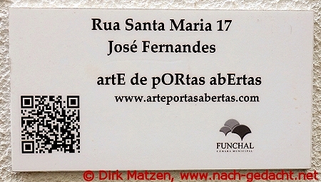 Funchal, Informationsschild an bemalter Tr
