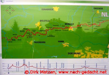 Karte des Europa-Radwegs R1 in Deutschland