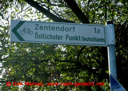 Wegweiser Zentendorf, stlichster Punkt Deutschlands