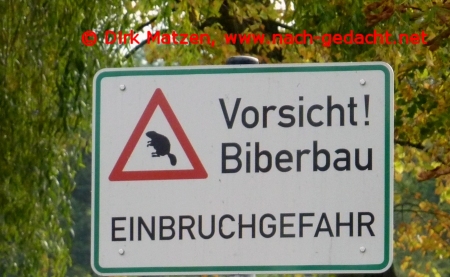 Schild Vorsicht Biberbau