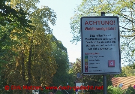 Ilsenburg, Waldbrandgefahr Stufe 4