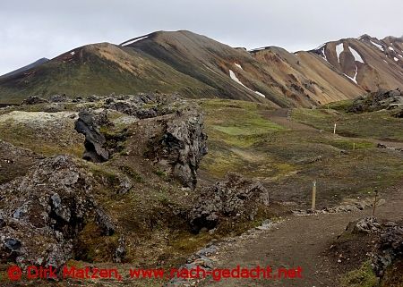 Wanderweg durch Lavafeld Laugahraun