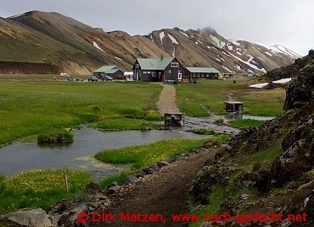 Blick zur Campinganlage Landmannalaugar