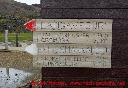 Wander-Wegweiser Landmannalaugar