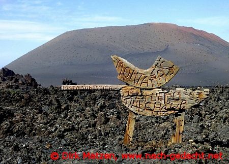 Lanzarote, Hinweisschild Besucherzentrum Nationalpark