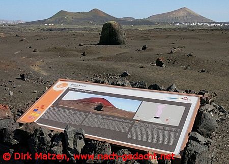 Lanzarote, Infotafel vulkanische Bombe