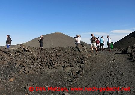 Lanzarote, Fernsehteam an der Caldera de los Cuervos