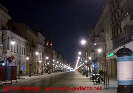 Lodz, ulica Piotrkowska nachts