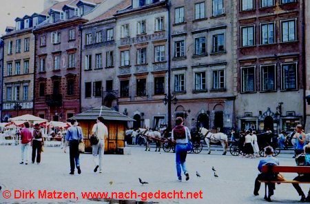 Warschau Altstadtmarkt 1987, Pferdekutschen