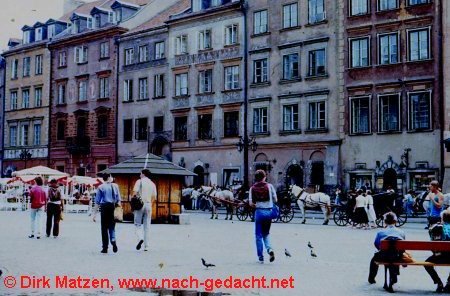 Warschau Altstadtmarkt 1987, Pferdekutschen