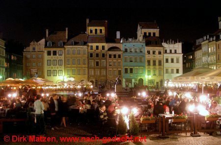 Warschau, Altstadtmarkt Nachtaufnahme