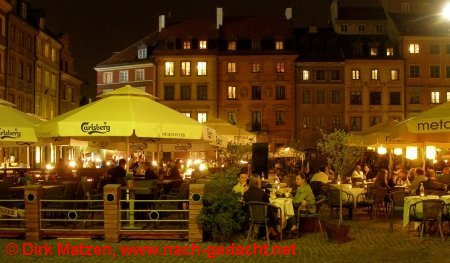 Warschau, Altstadtmarkt bei Nacht
