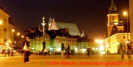Warschau, Schlossplatz in der Nacht