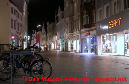Fußgängerzone von Flensburg, nachts