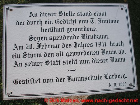 Hinweistafel Birnbaum Ribbeck