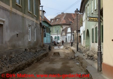 Sibiu, Hermannstadt - Renovierungsarbeiten in Straßen