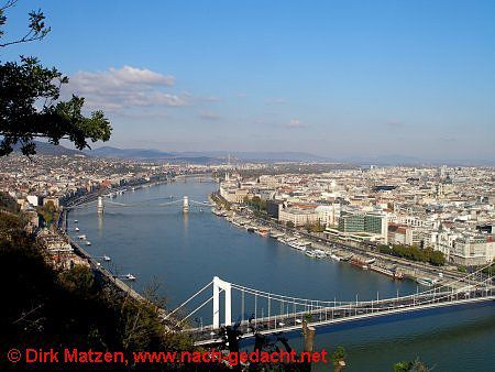Budapest, Blick vom Gellért-Hedy über die Donau