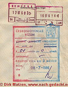 Visum CSSR 1986