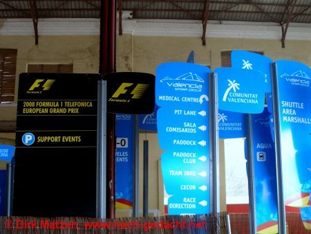 Valencia, Formel 1-Hinweistafeln